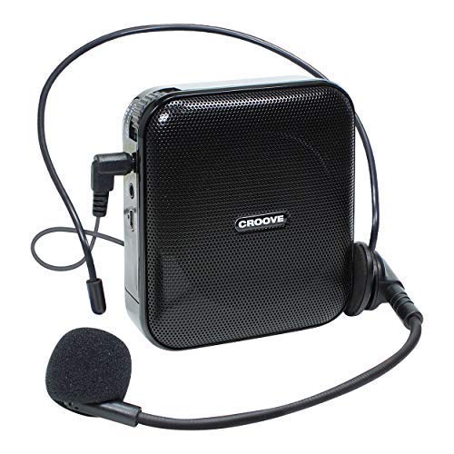 Amplificador de voz portátil recargable con 10 horas Duración de la batería, micrófono de auriculares con altavoz, correa para el cuello y clip para cinturón incluidos, cubre más de 3300 metros
