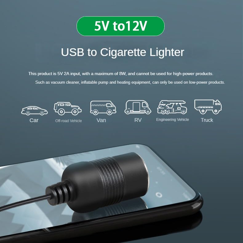 Cable Adaptador USB YiKaiEn 12 V 8 W para Cámaras y Electrónica Automotriz