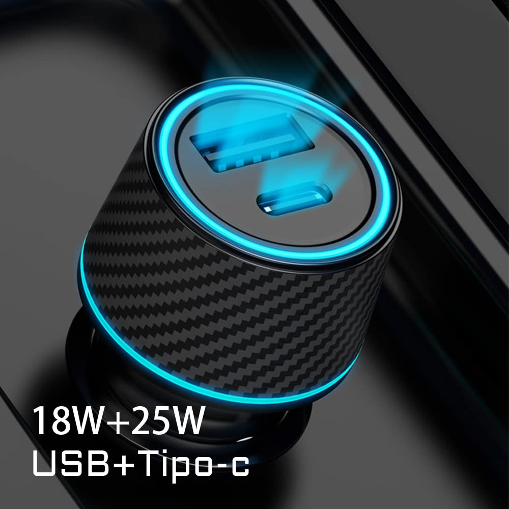 Cargador para Auto 48W, Cargador de Coche USB C, 30W USB C y QC 3.0 de 18W Cargador USB para Encendedor de Cigarrillos para iPhone 12/SE/11/11 Pro/XR/X/XS, iPad, Samsung Galaxy S20 S10, Xiaomi, Huawei