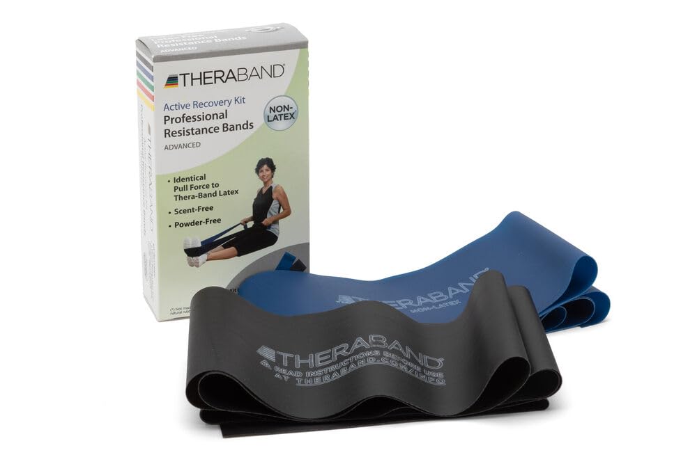 Juego de Bandas de Resistencia TheraBand Azul y Negro sin Látex para Ejercicios