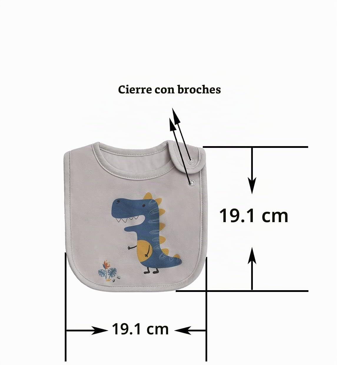 Maiwa Paquete de 6 baberos de bebé de dinosaurio impermeables de algodón para niños para babeos, comer, dentición con broches, impresión certificada por OEKO-TEX