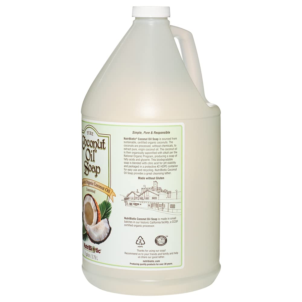 Nutribiotic Pure Coconut Oil Soap, Unscented, 128 Fluid Ounce