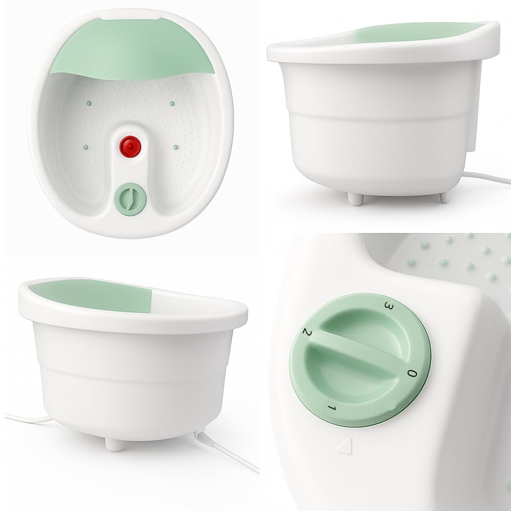 Hidromasajeador Eléctrico para Pies Spa 42 x 33 cm Tina Blanco y Verde