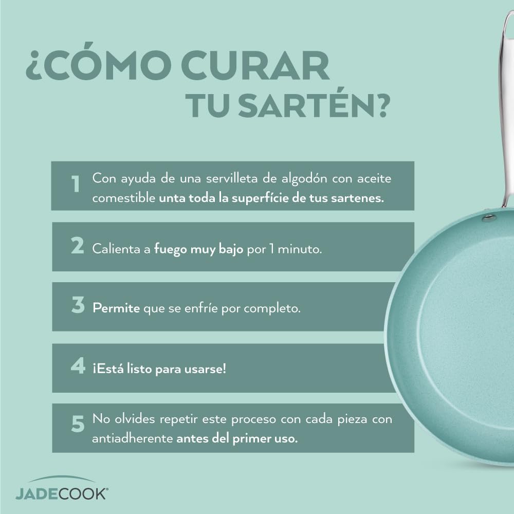 JADECOOK Bateria de Cocina 10 Piezas JADE CHEF Tapas y Mangos de Acero Inoxidable 6 Capas de Antiadherente Compatible con Estufas de Gas Induccion y Electricas Ollas Cacerolas Sartenes Cocina