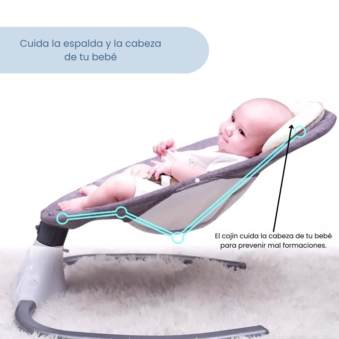 Mecedora Eléctrica SAYCHEESE con Control Remoto y Mosquitera para Bebé