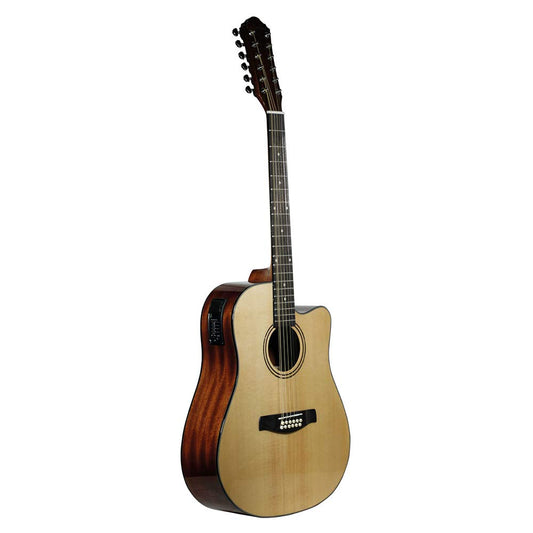 la SEVILLANA Guitarra Electroacústica de 12 cuerdas la Sevillana tipo texana TX-1200CEQ color natural