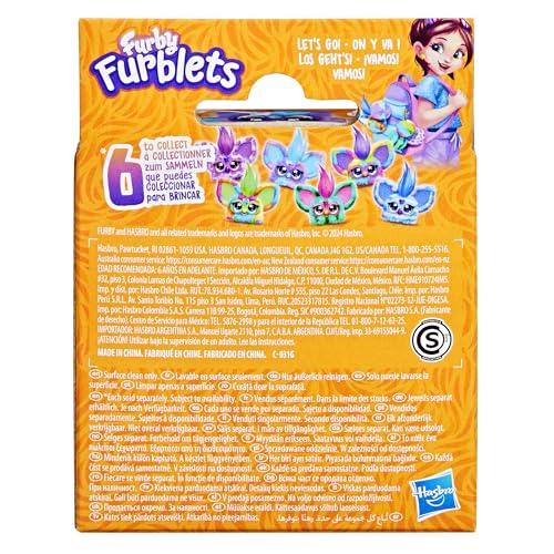 Furby Furblets Peluche Miniamigo Luv-Lee con más de 45 Sonidos, música K-Pop y Frases en Furbish Colores Morado y Azul, Incluye Llavero para Colgar, + 6 años