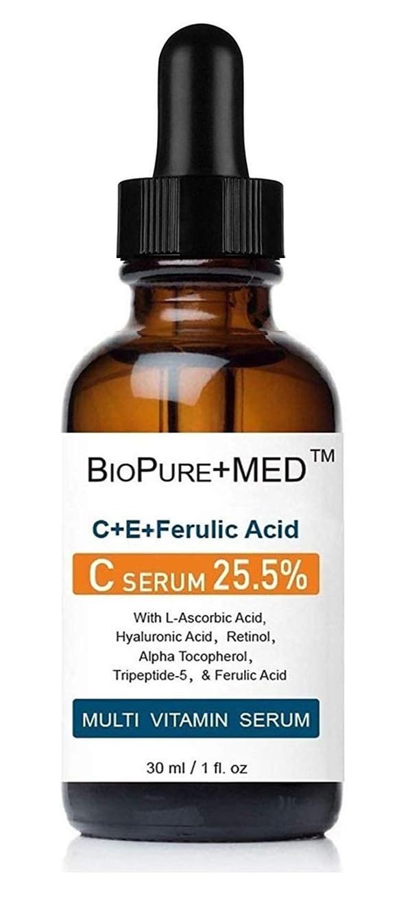 Sérum Facial BioPureMED 25.5% Vitamin C E Ferulic Acid con Retinol Tripeptide-5 Ácido Hialurónico Iluminador Antiarrugas для Mujer