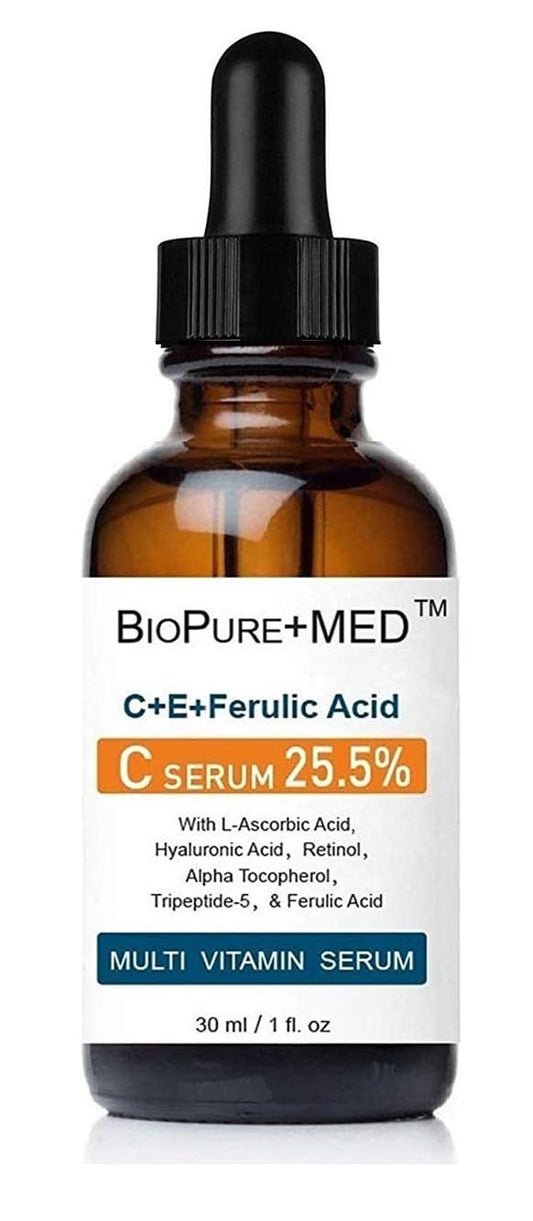 Sérum Facial BioPureMED 25.5% Vitamin C E Ferulic Acid con Retinol Tripeptide-5 Ácido Hialurónico Iluminador Antiarrugas для Mujer