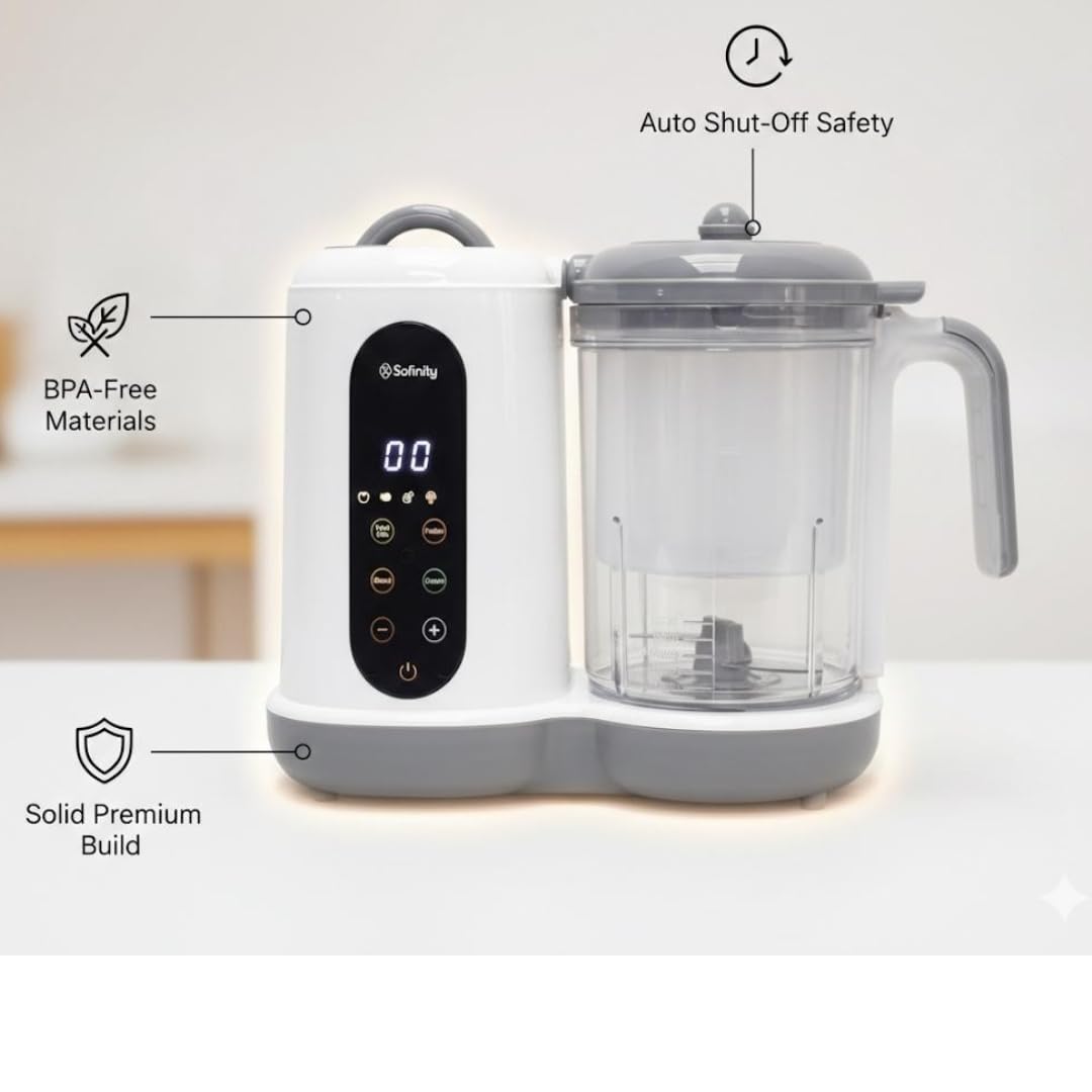 Vaporizador y licuadora de alimentos para bebés 2 en 1 | Vapor rápido, purés suaves, diseño sin BPA, apagado automático, gran capacidad para comidas caseras para bebés y nutrición de niños pequeños