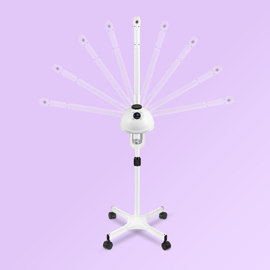 Vaporizador facial profesional, vaporizador facial con niebla ajustable y temporizador, intensidad de vapor ajustable y brazo móvil