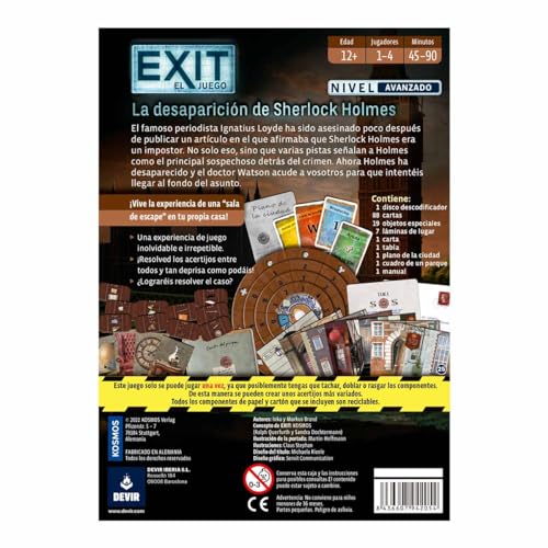 Devir Exit La Desaparición de Sherlock Holmes Juego de Mesa en Español