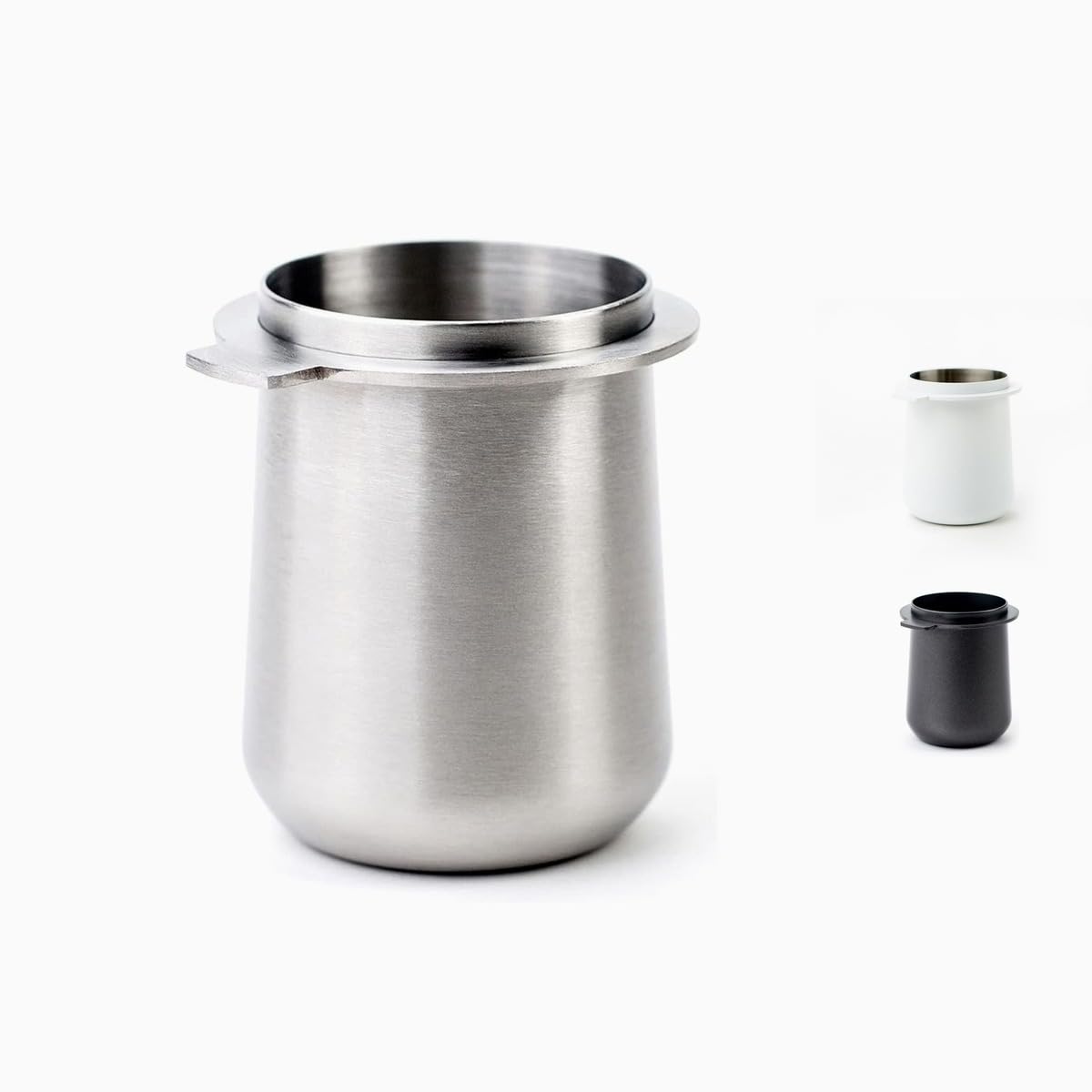 Crema Coffee Products | Taza dosificadora de 54 mm | Plata cepillada | Acero inoxidable 100% | Taza dosificadora de café espresso | Se adapta a portafiltros Breville de 54 mm