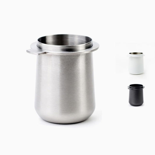 Crema Coffee Products | Taza dosificadora de 54 mm | Plata cepillada | Acero inoxidable 100% | Taza dosificadora de café espresso | Se adapta a portafiltros Breville de 54 mm