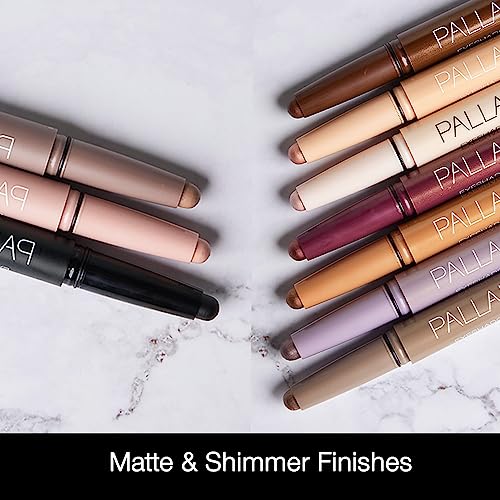 Palladio Barra de sombra de ojos impermeable con esponja mezcladora, aplicación duradera y sin esfuerzo, Matte Rose