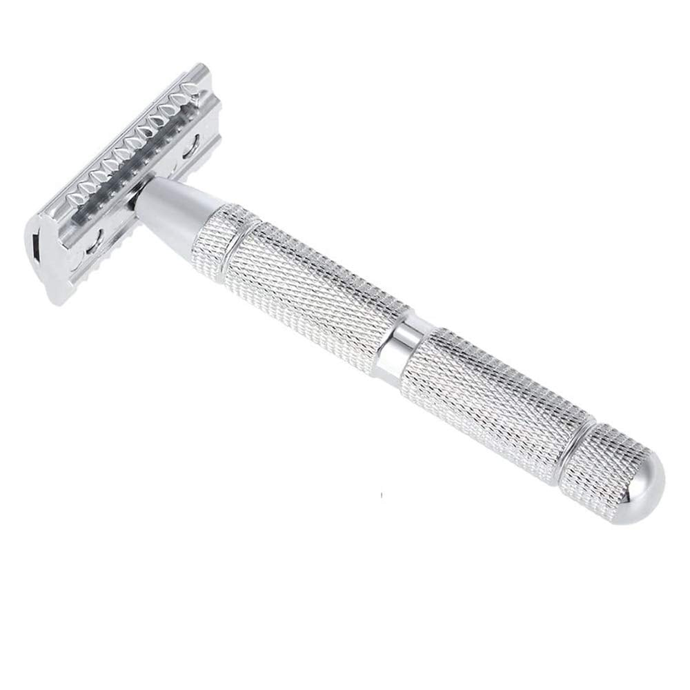 Walory Acero Inoxidable - Maquinilla de Afeitar de Seguridad de Acero Inoxidable, Maquinilla de Afeitar de Doble Filo Tradicional para Hombres, Maquinilla de Afeitar Manual para Barba, Herramienta de