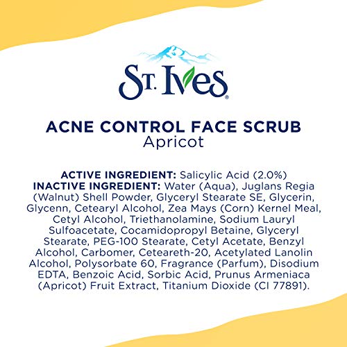 St. Ives - Exfoliante facial para control del acné, albaricoque control de granos, 6 Ounce (Pack of 2)