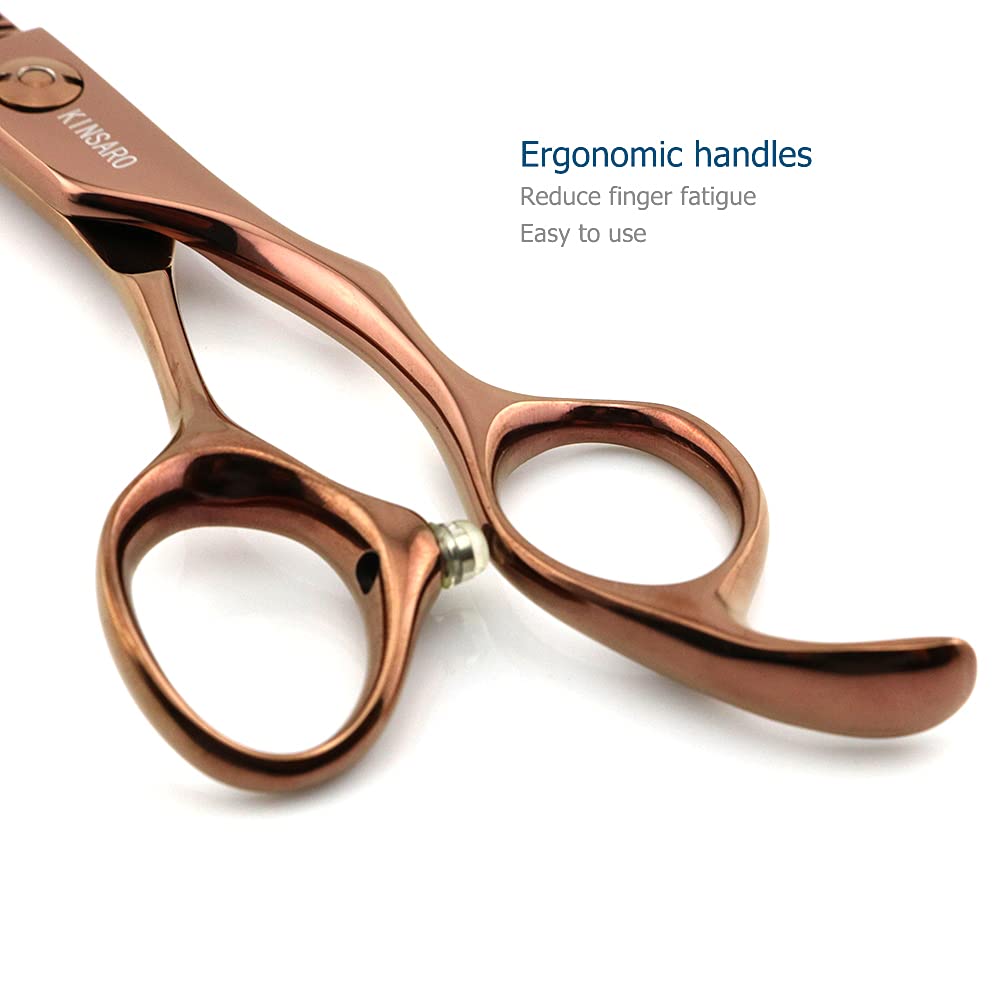 Tijeras para adelgazar el cabello de 5.5 pulgadas, tijeras para adelgazar el cabello, tijeras profesionales para adelgazar el cabello, tijeras de peluquero con borde convexo KINSARO
