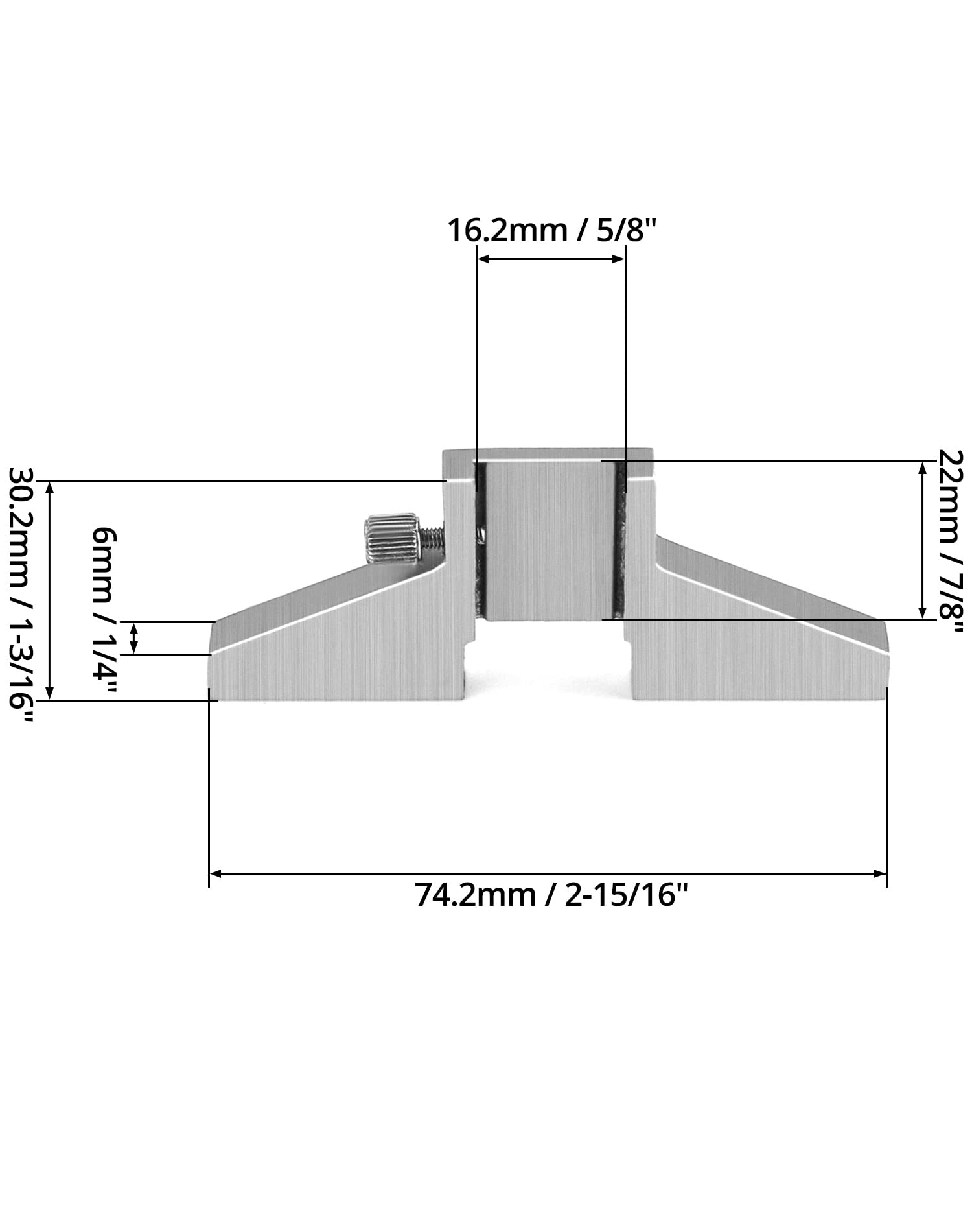 Base de Profundidad para Calibrador QWORK Acero al Carbono T-Bar para Calibradores de 4", 6", 8", 12"