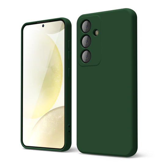 oakxco - Funda para Samsung Galaxy S24 de silicona líquida, fina y delgada, de gel de goma suave de TPU para mujeres y niñas, color sólido mate, verde oscuro