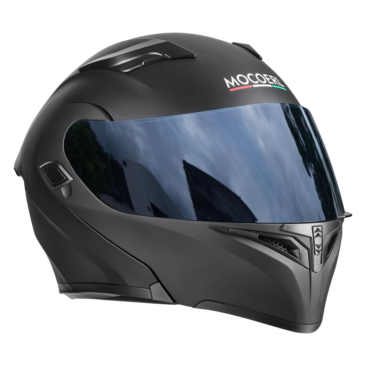 MOCOERL Casco Modular, Casco Integral Abatible para Motocicleta, Cascos para con Doble Visera, Luz Led, Aprobado por Dot para Hombres 169 (XL)