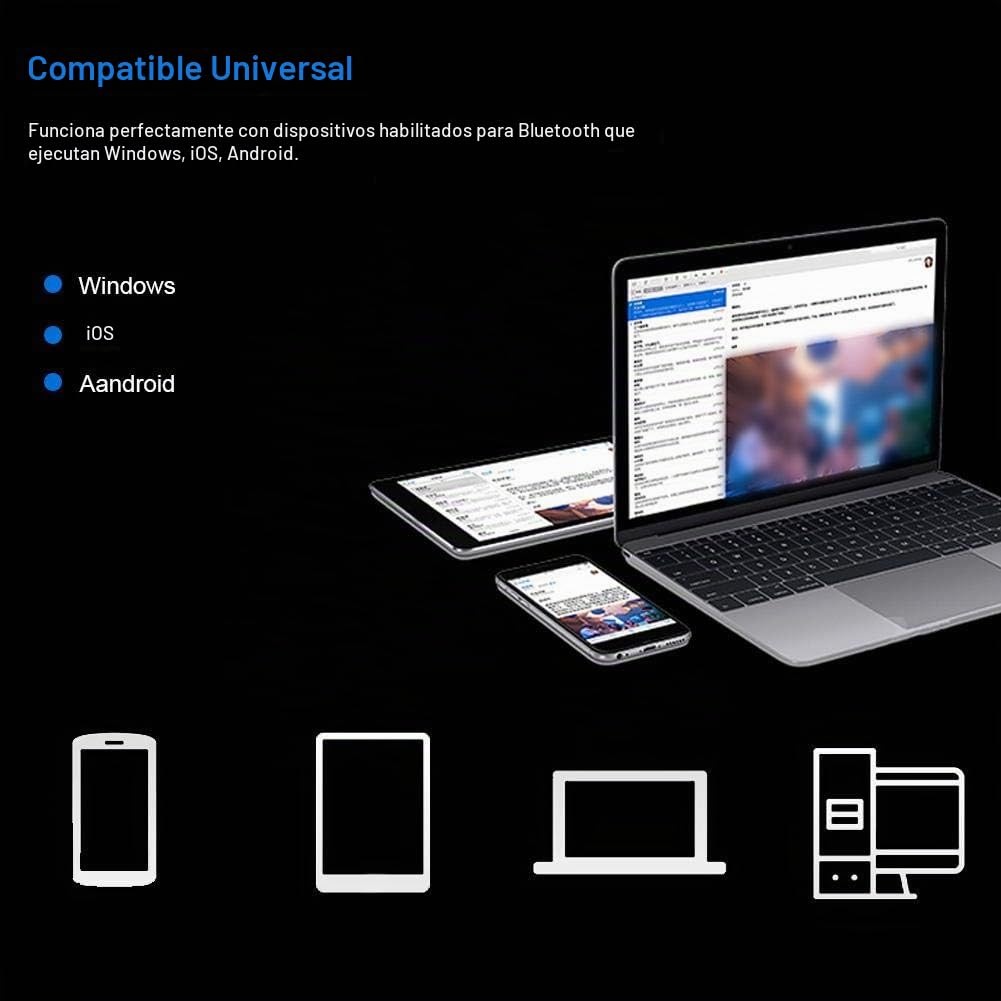 Teclado Inalámbrico Oumij Mini Blanco Ultra Delgado Recargable Universal para PC, Tablet y Laptop
