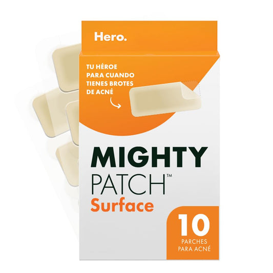 Hero Mighty Patch Surface, 10 Parches XL con Hidrocoloide para el Acné, Uso en Cuerpo, Mejillas, Espalda y Frente