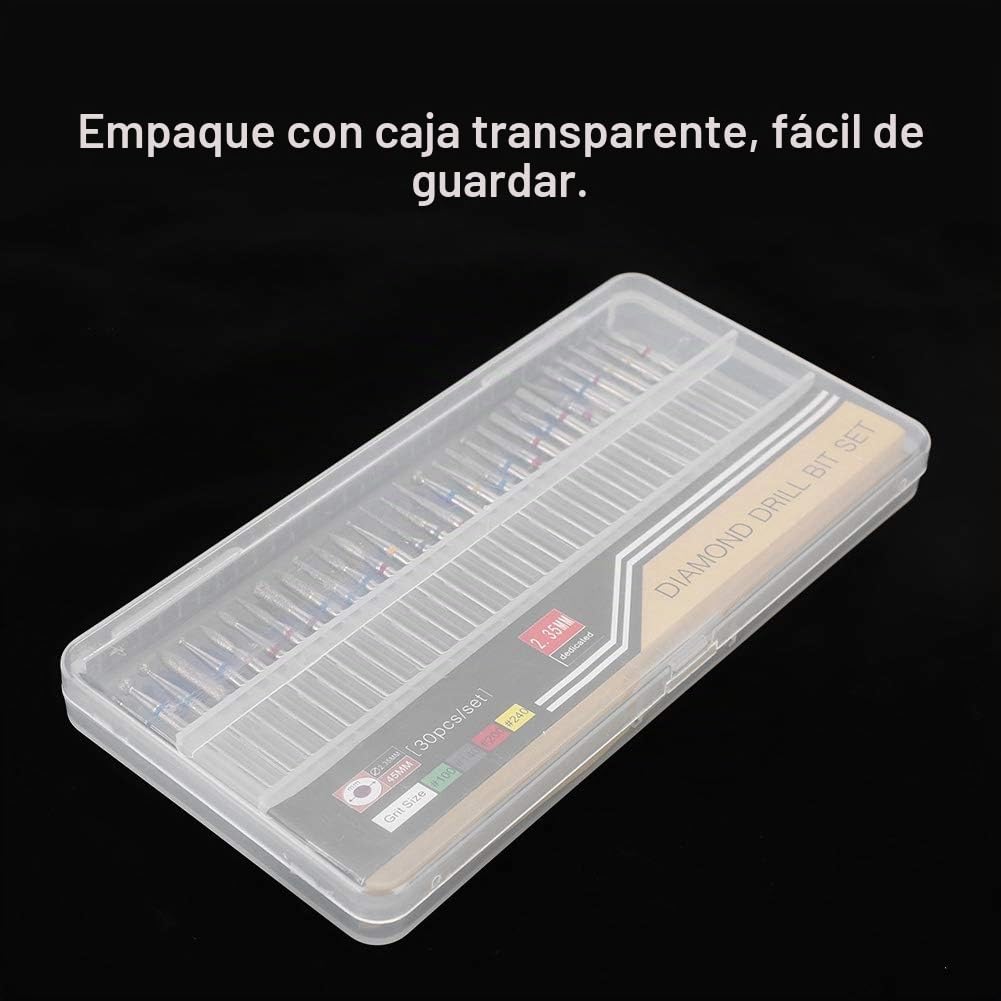 Kit de Taladro Salmue 30 Piezas Diamante para Arte de Uñas en Manicura y Pedicura