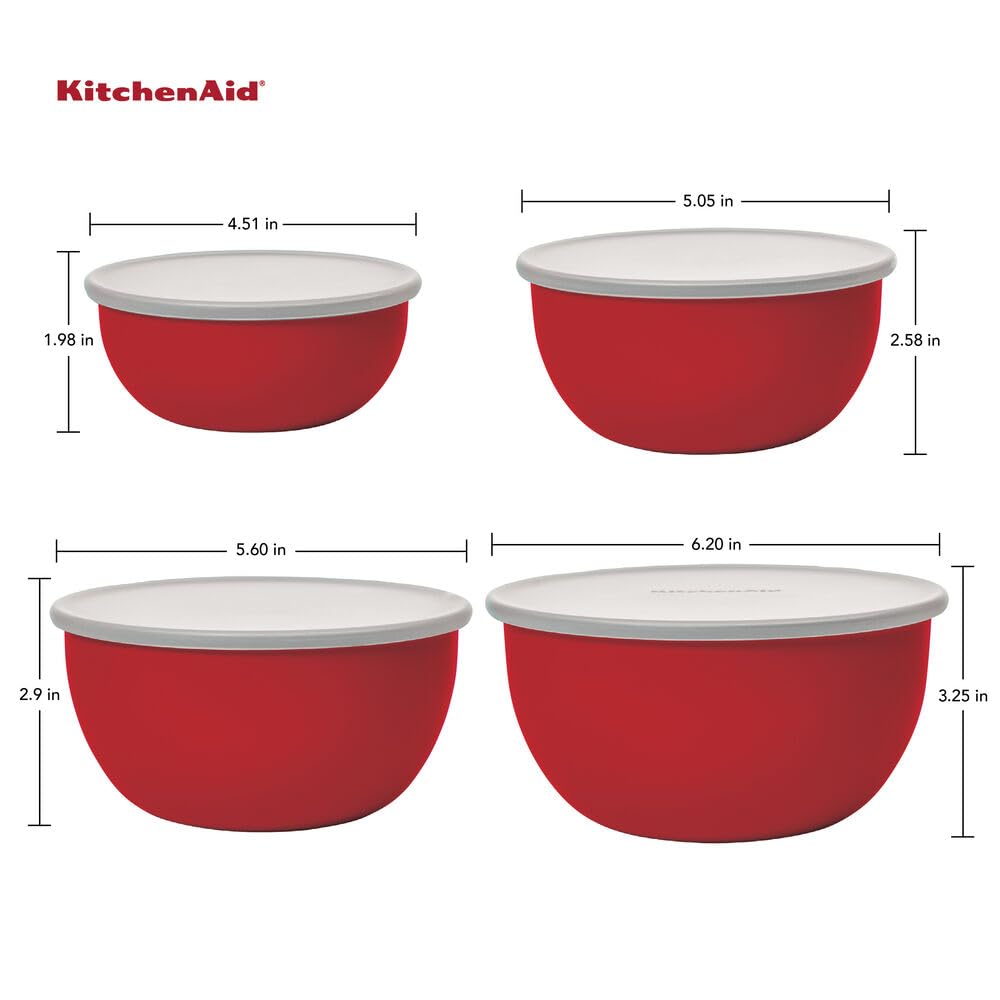 KitchenAid - Cuencos de preparación con tapas, juego de 4