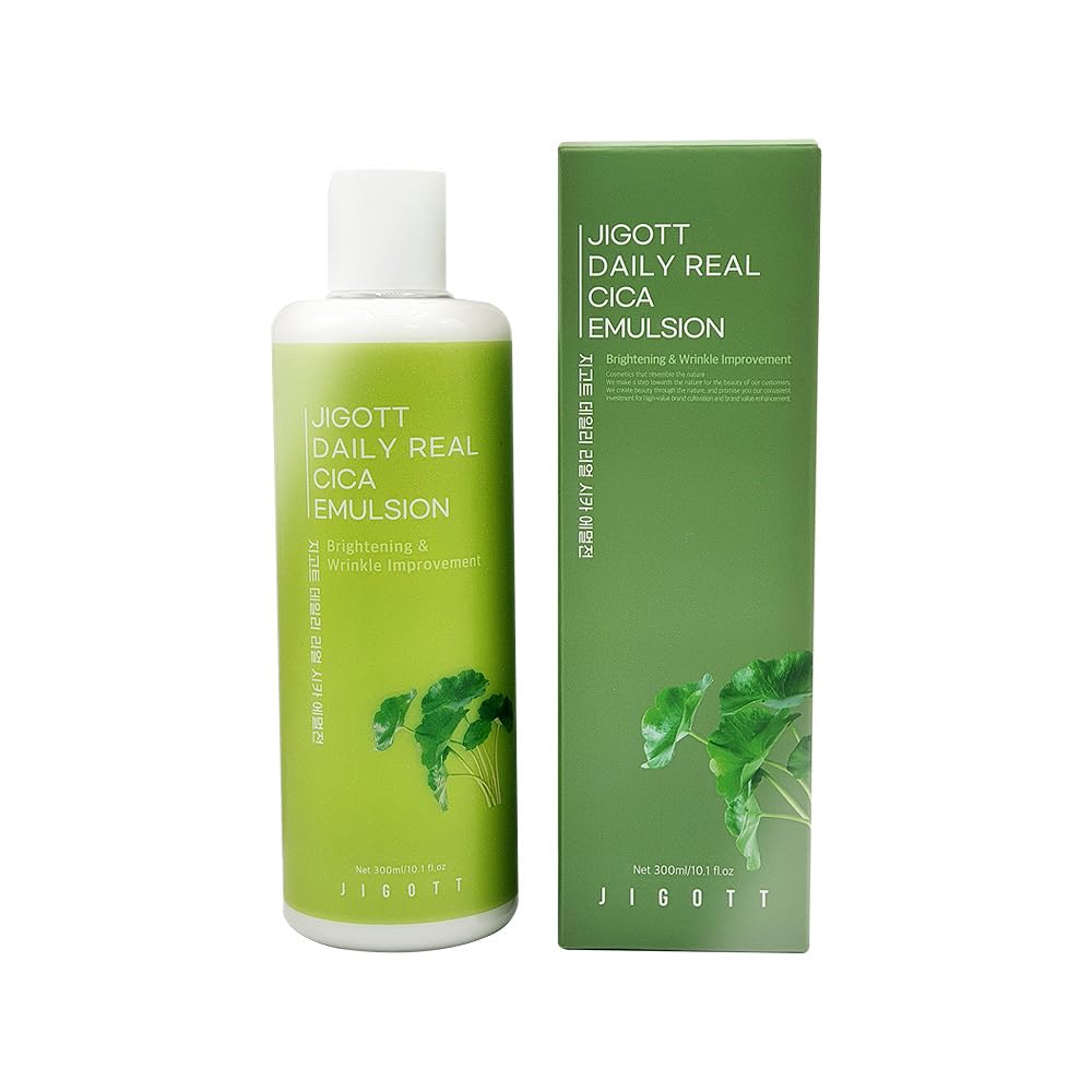 JIGOTT Emulsión hidratante de uso diario con extracto de cica, niacinamida, adenosina que protege, calma e hidrata la piel, contiene 300 ml. 10.1 fl oz, extracto de centella asiática, cosméticos coreanos