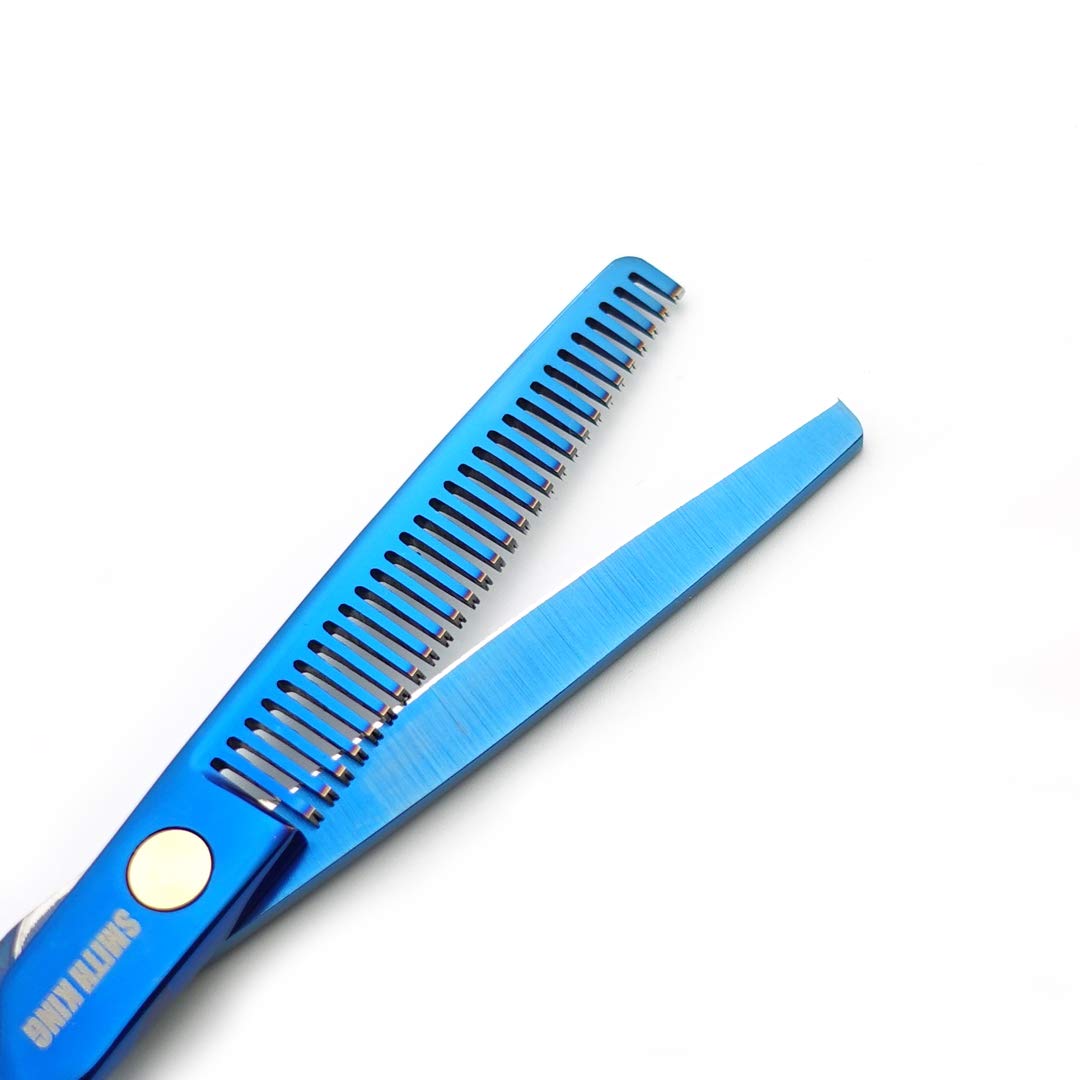 Juego de tijeras de corte de pelo de 15,2 cm con peines de piel, tijeras de corte de pelo, tijeras para adelgazar el cabello para personal y profesional (azul)