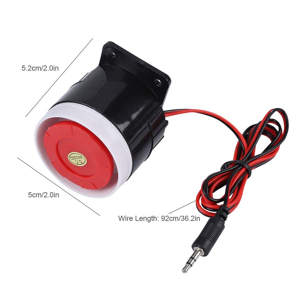 Mini Sirena de Alarma Zopsc Rojo 12V 120dB con Cable para la Seguridad del Hogar