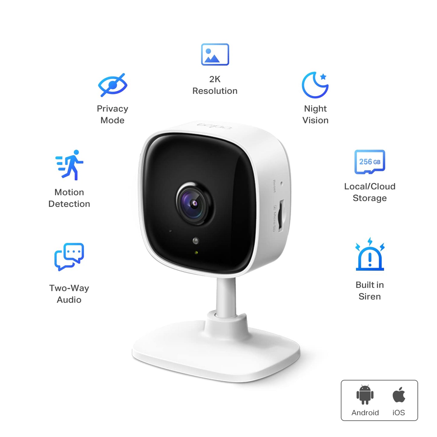 Cámara de Seguridad Interior TP-Link Tapo 2K Blanca con Visión Nocturna para Monitor de Bebé y Perros