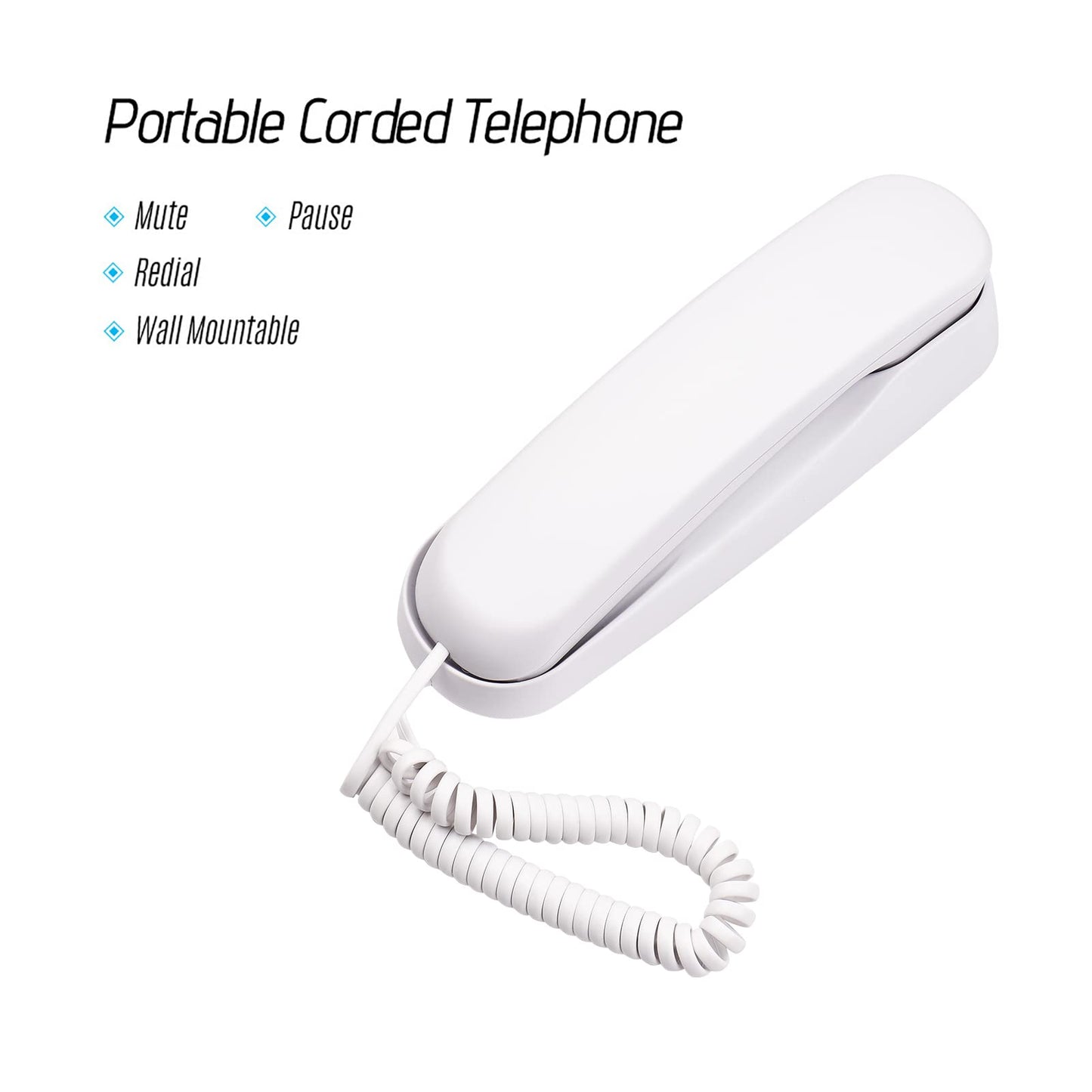 BISOFICE - Teléfono con cable, teléfono fijo para el hogar con cable, no requiere alimentación de CA/batería, teléfono de montaje en pared para teléfono fijo compatible con funciones de