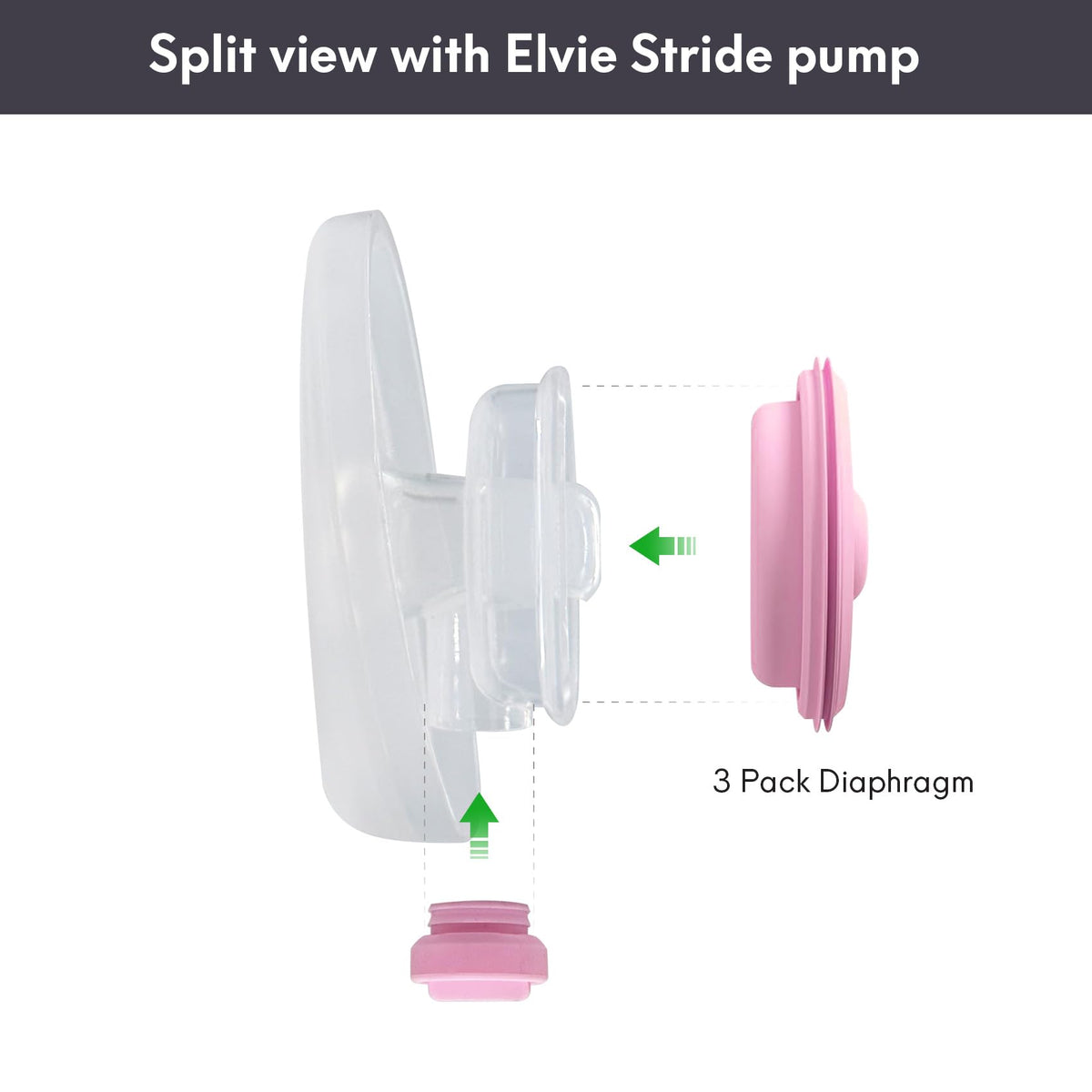 Yeabetter - Paquete de 3 sellos de bomba compatibles con el extractor de leche Elvie Stride, diafragma Elvie Stride, membrana de silicona, para almacenamiento de leche materna y accesorios de