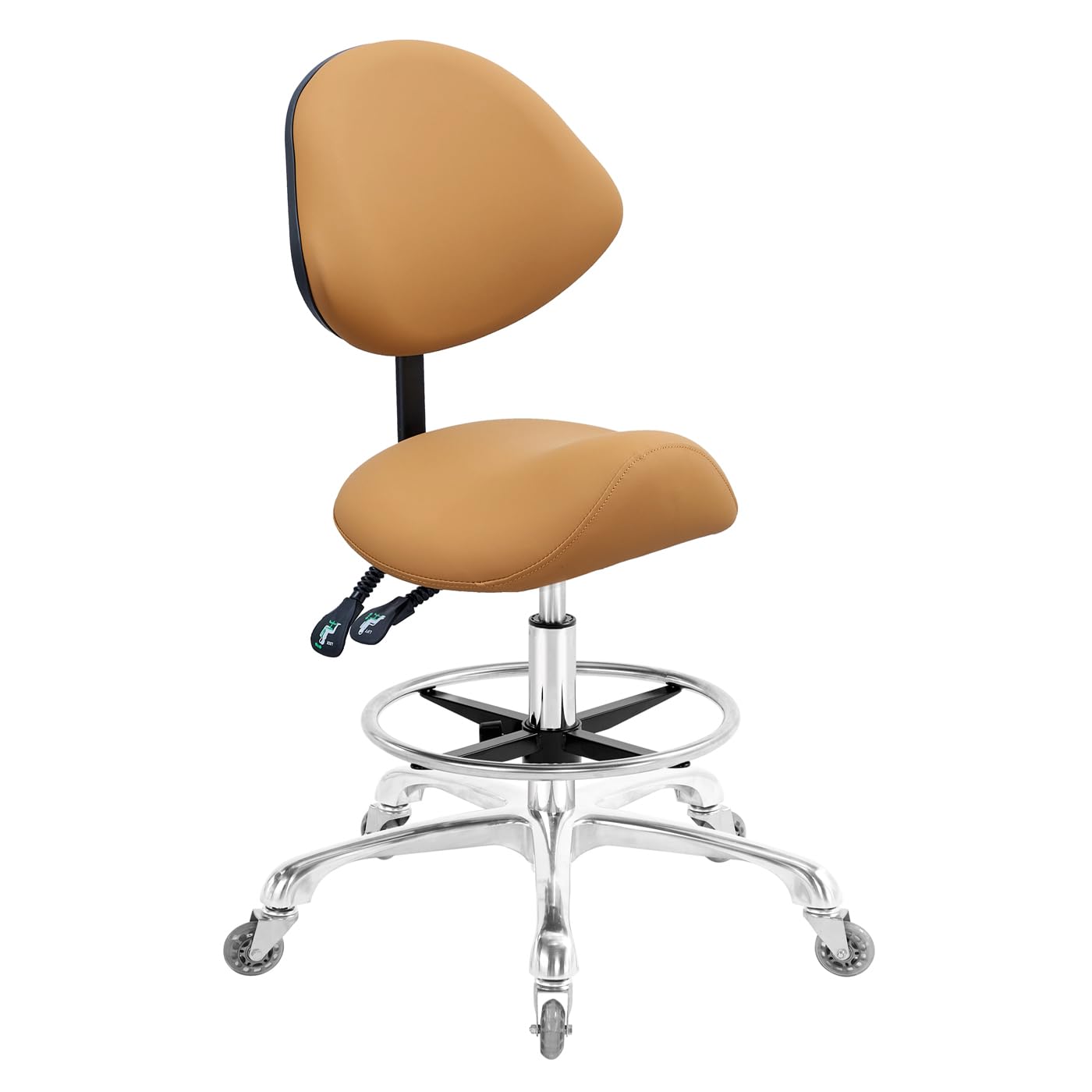 Sillín Nazalus Camello con Reposapiés y Respaldo Ajustable Resistente hasta 350 Libras para Salón, Spa, Belleza, Masaje, Clínica Dental, Oficina y Hogar