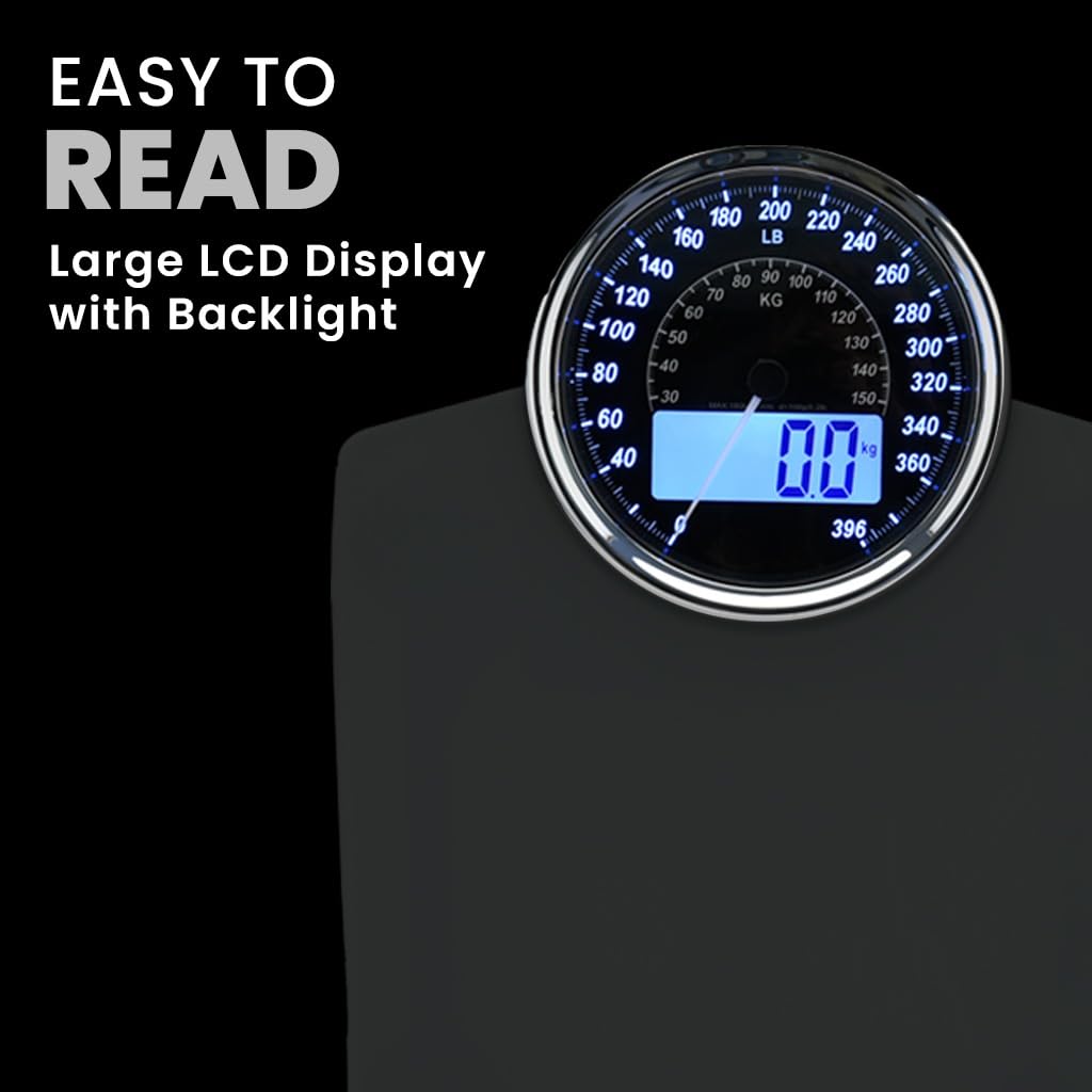 Báscula Digital y Analógica EILISON Roja y Blanca con Vidrio Templado y Pantalla Grande