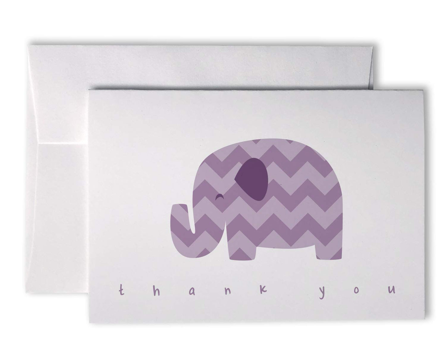 Purple Chevron Elephant Baby Shower Tarjetas de agradecimiento – 48 tarjetas con sobres..