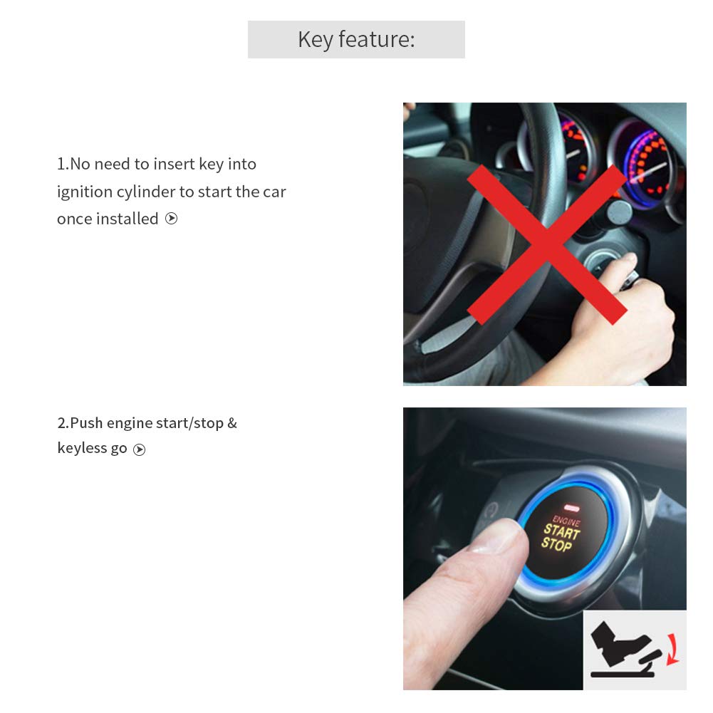 Sistema de Alarma de Auto EASYGUARD EC004 Negro con Arranque por Botón Rfid Smart y Keyless Go para la mayoría de los coches DC12V