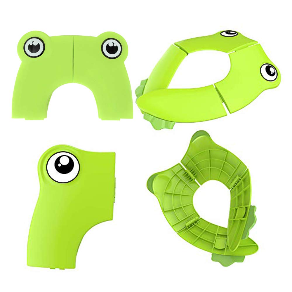 Funda de Asiento de Entrenamiento POKANIC Verde Rana con Almohadillas de Silicona Antideslizantes Plegables y Portátil para Niños y Niñas