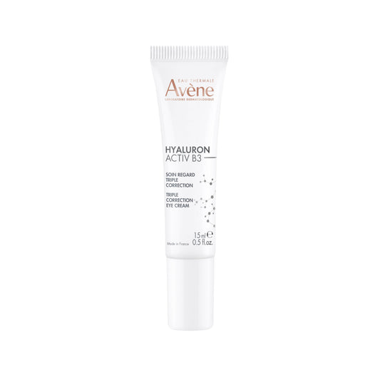 AVENE Hyaluron Activ B3, Contorno de Ojos, Triple Corrección, Descongestiona y Mejora Luminosidad, 15ml