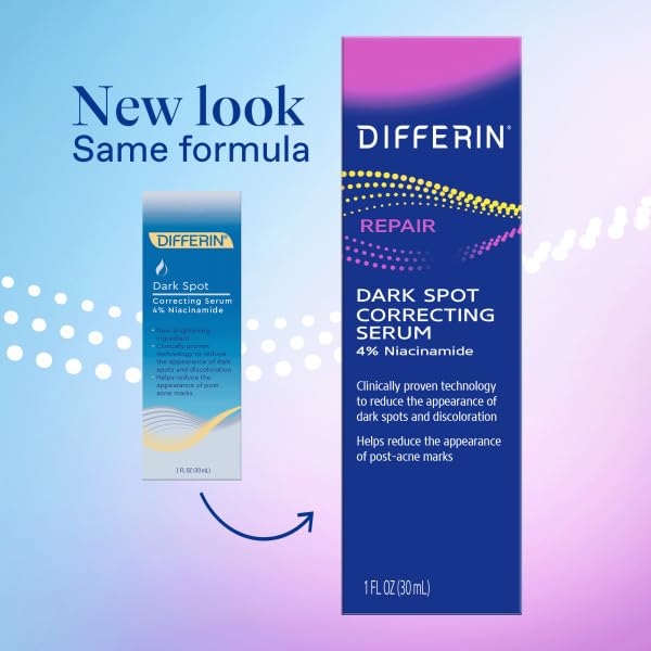 Dark Spot Correcting Face Serum by the makers of Differin Gel, Dark Spot Correcting Serum, Gentle Skin Care for Acne Prone Sensitive Skin, 1 oz