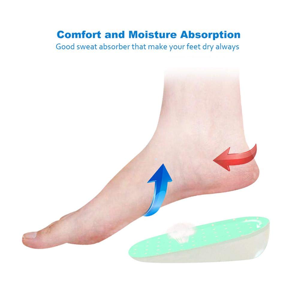 Plantillas Ortopédicas TMISHION Verde Gel de Silicona con Aumento de Altura 3.5cm