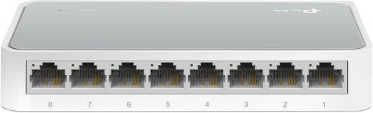 TP-Link 8 Port Fast Ethernet Switch, Desktop Ethernet Splitter, Ethernet Hub, Plug and Play, Fanless Quite, Unmanaged TL-SF1008D, 0
