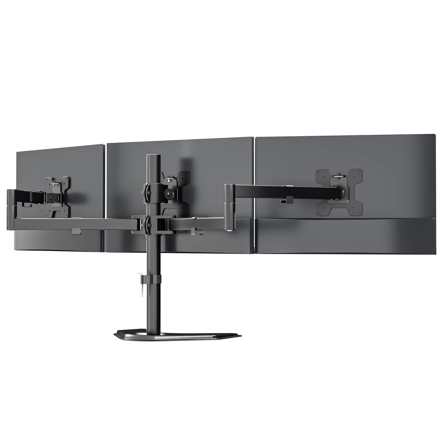 Soporte para Monitor Triple WALI Negro con Inclinación y Rotación para Escritorio