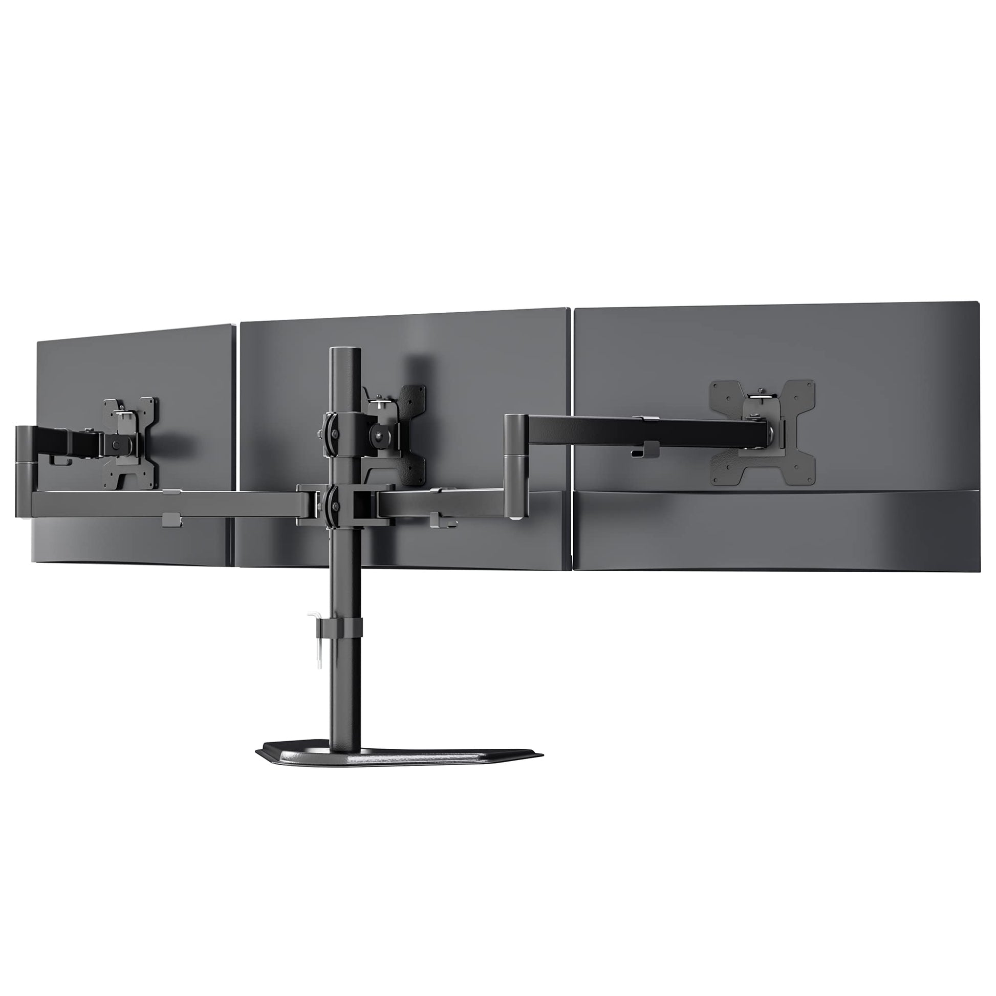 Soporte para Monitor Triple WALI Negro con Inclinación y Rotación para Escritorio