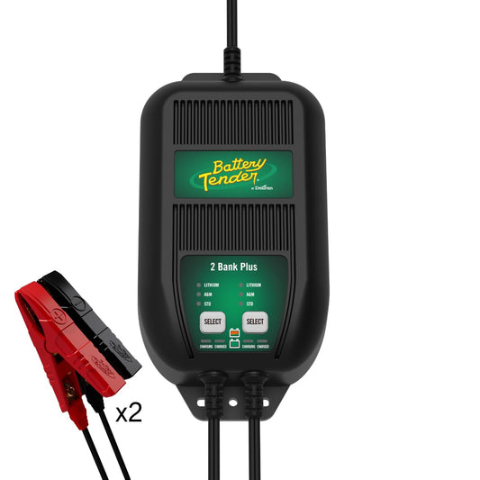 Battery Tender Plus Cargador multibanco de 2 Bancos – 2.5 amperios (1.25 amperios por Banco) – Cargador Inteligente de batería múltiple de 12 V y mantenedor para LiFePO4-022-0165-DL-WH