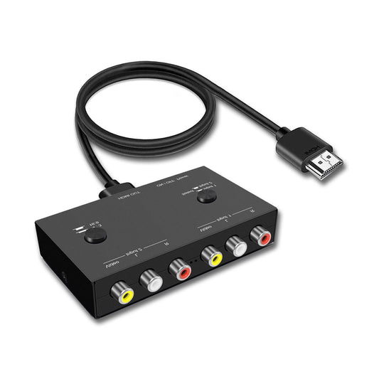 LVY - Convertidor de 2AV a HDMI Con 2 Entradas RCA y 1 Salida HDMI Compatible Con WII, N64, PS1, PS2, PS3, VHS, VCR, etc.