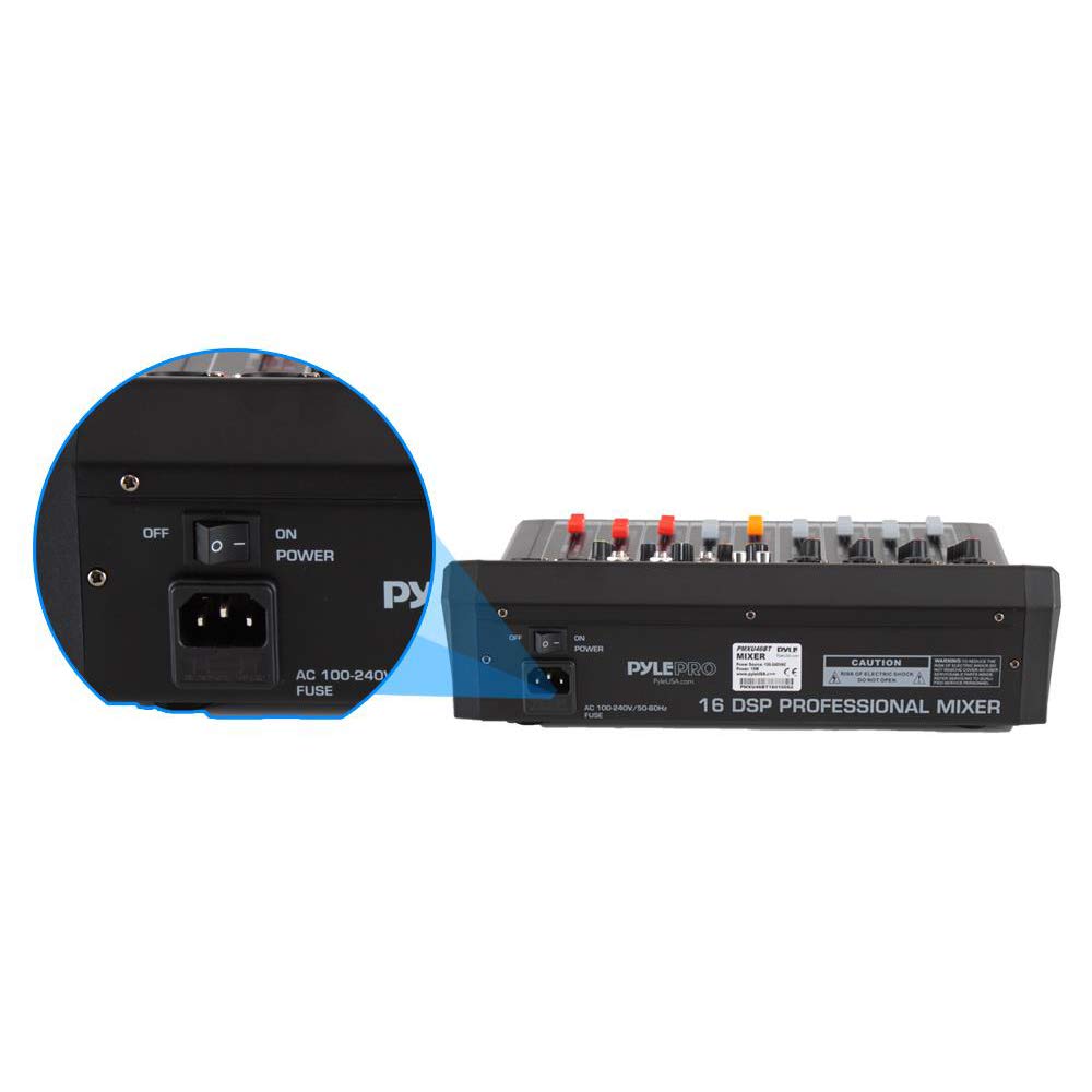 Bluetooth Studio Audio Mixer - Interfaz de controlador de sonido DJ con unidad USB para entrada de grabación de PC, conector de micrófono XLR, alimentación de 48V, entrada / salida para profesionales y principiantes, 4 canales Pro, Negro