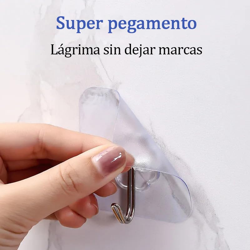 Ganchos Adhesivos Transparentes Reutilizables Resistente al Agua y Aceite